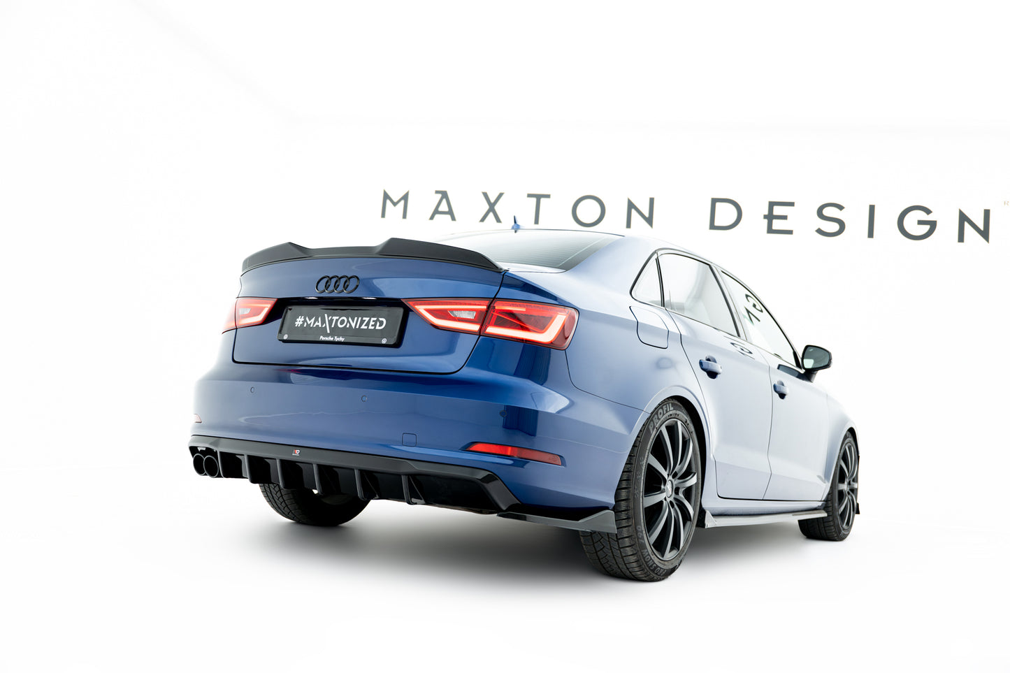 Diffusor Heck Ansatz für Audi A3 Limousine 8V  (Doppelauspuff li.endrohr)