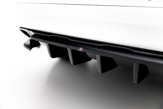 Mittlerer Cup Diffusor DTM Look Heck Ansatz für Volvo XC60 Mk1 Facelift schwarz Hochglanz