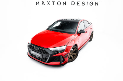Street Pro Front Ansatz + Flaps für Audi RS3 Limousine 8Y Facelift schwarz Hochglanz