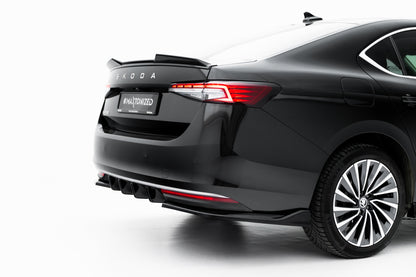Diffusor Heck Ansatz für Skoda Superb Mk4 schwarz Hochglanz