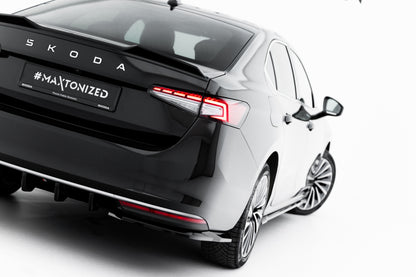 Heck Ansatz Flaps Diffusor V.1 für Skoda Superb Mk4 schwarz Hochglanz