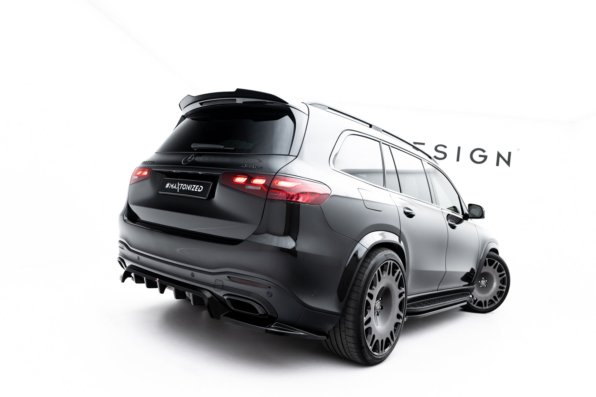 Mittlerer Cup Diffusor DTM Look Heck Ansatz für Mercedes-Benz GLS AMG-Line X167 Facelift schwarz Hochglanz