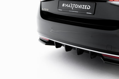 Diffusor Heck Ansatz für Skoda Superb Mk4 schwarz Hochglanz