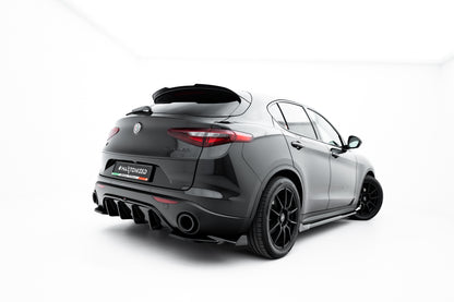 Heck Ansatz Flaps Diffusor V.2 für Alfa Romeo Stelvio Mk1 schwarz Hochglanz