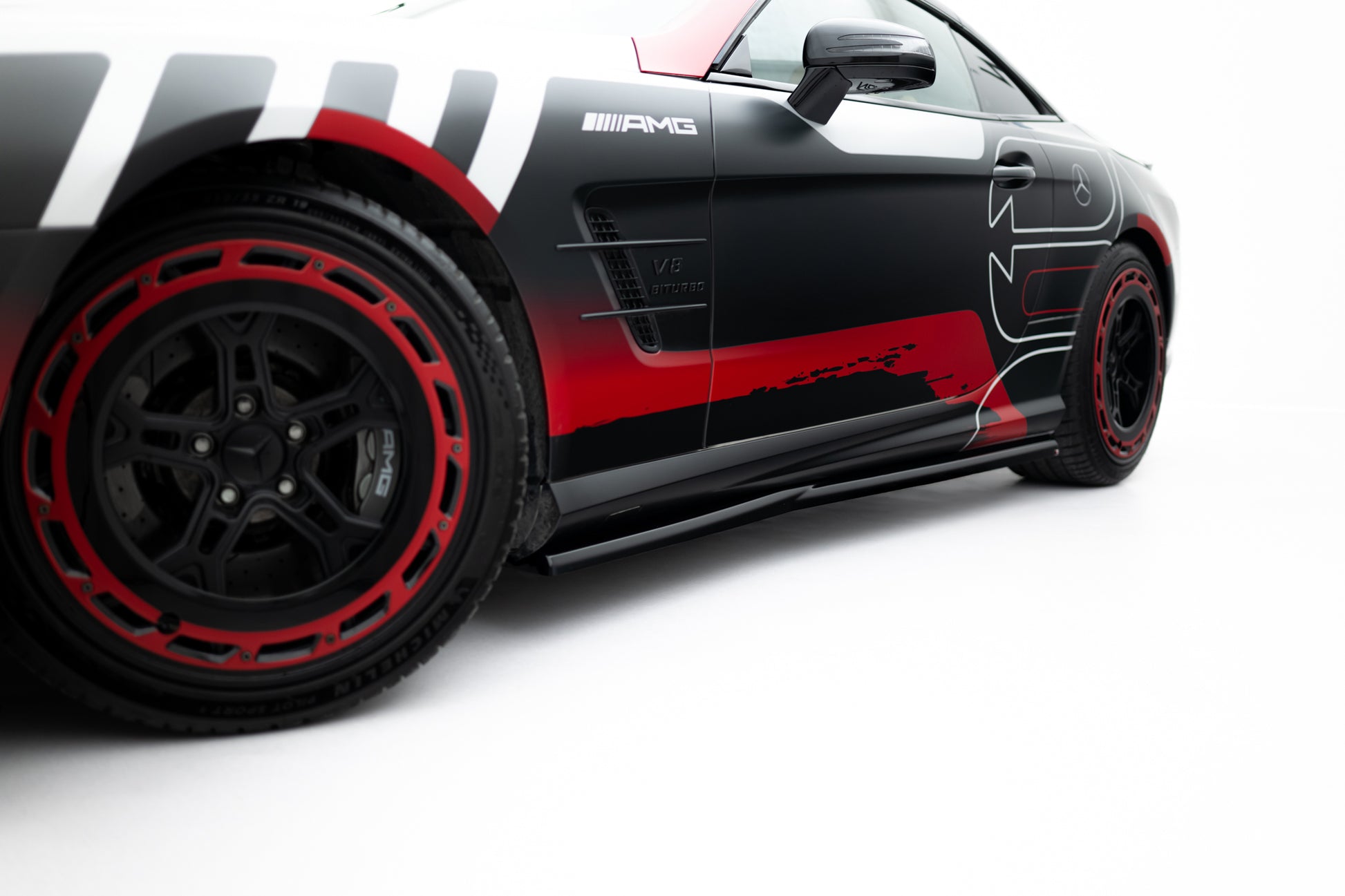 Seitenschweller Ansatz für Mercedes-Benz SL 63 AMG R231 schwarz Hochglanz