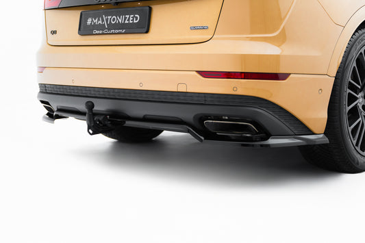 Mittlerer Cup Diffusor DTM Look Heck Ansatz für Audi Q8 Mk1 Facelift schwarz Hochglanz