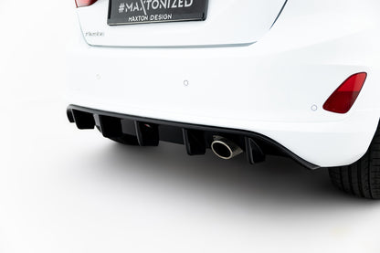 Diffusor Heck Ansatz für Ford Fiesta Mk8 ST-Line schwarz Hochglanz