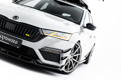 Front Ansatz V.5 für Skoda Octavia RS Mk4 schwarz Hochglanz