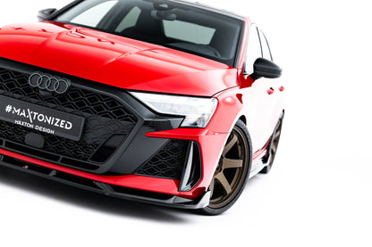 Front Ansatz V.3 für Audi RS3 Limousine 8Y Facelift schwarz Hochglanz