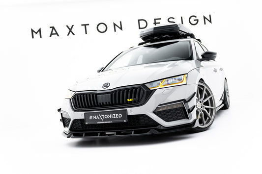 Front Ansatz V.5 für Skoda Octavia RS Mk4 schwarz Hochglanz