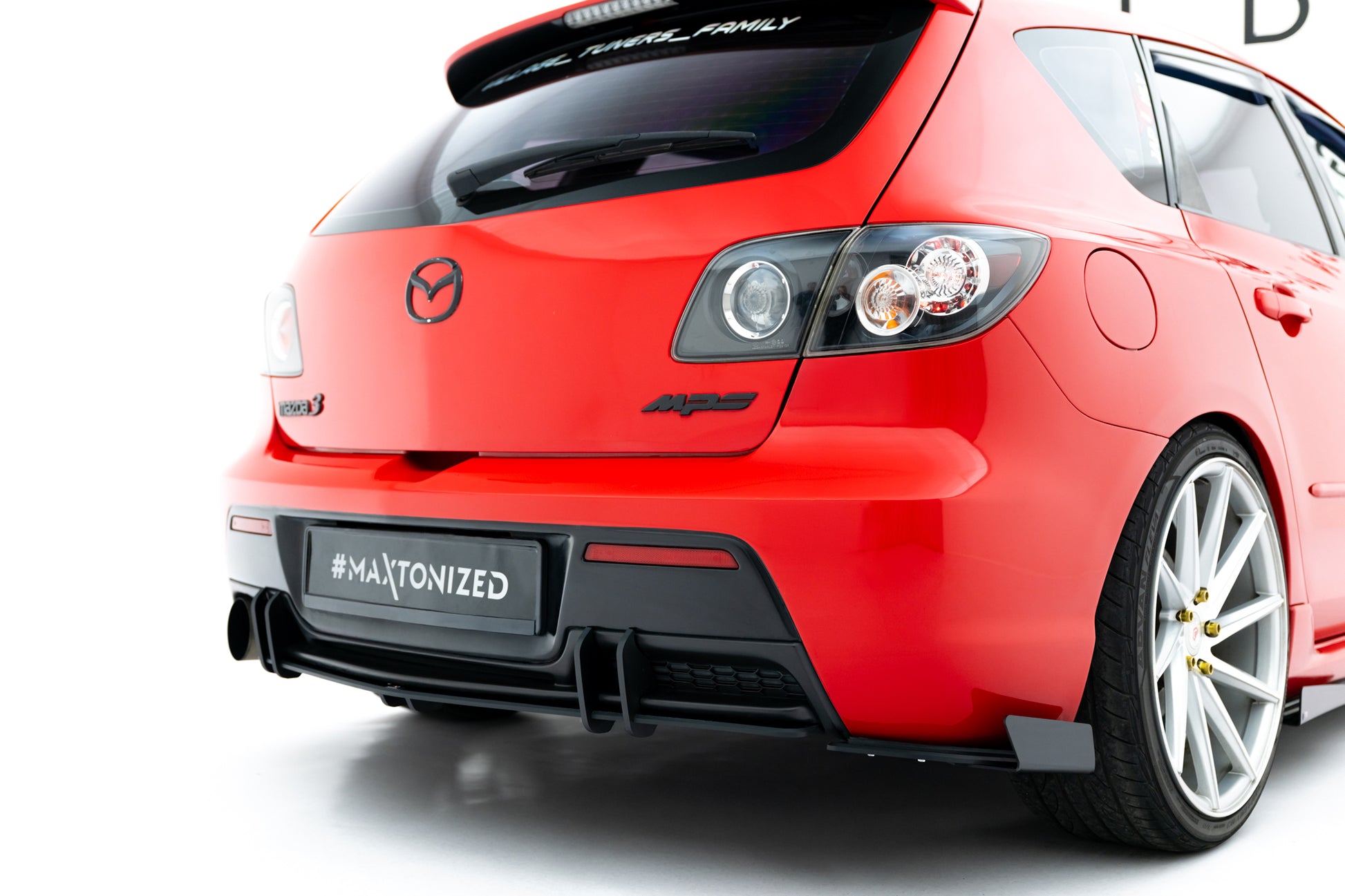 Street Pro Heck Ansatz Flaps Diffusor + Flaps für Mazda 3 MPS Mk1 EU Version schwarz Hochglanz