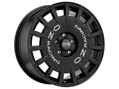 OZ Rally Racing Gloss Black + Silver Lettering
