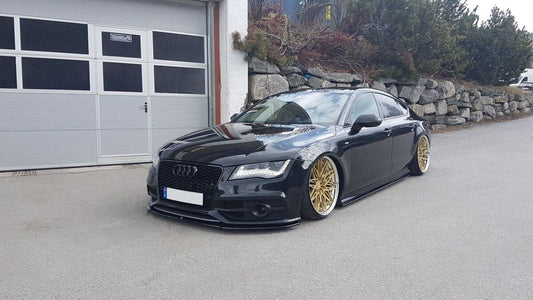 Maxton Cup Spoilerlippe Front Ansatz V.1 für Audi S7 / A7 S-Line C7 schwarz Hochglanz