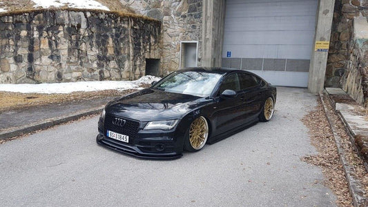 Maxton Cup Spoilerlippe Front Ansatz V.2 für Audi S7 / A7 S-Line C7 schwarz Hochglanz