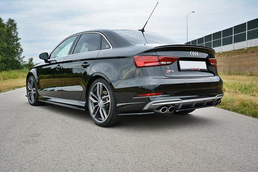 Maxton Heck Ansatz Flaps Diffusor für Audi S3 / A3 S-Line 8V FL Limousine schwarz Hochglanz