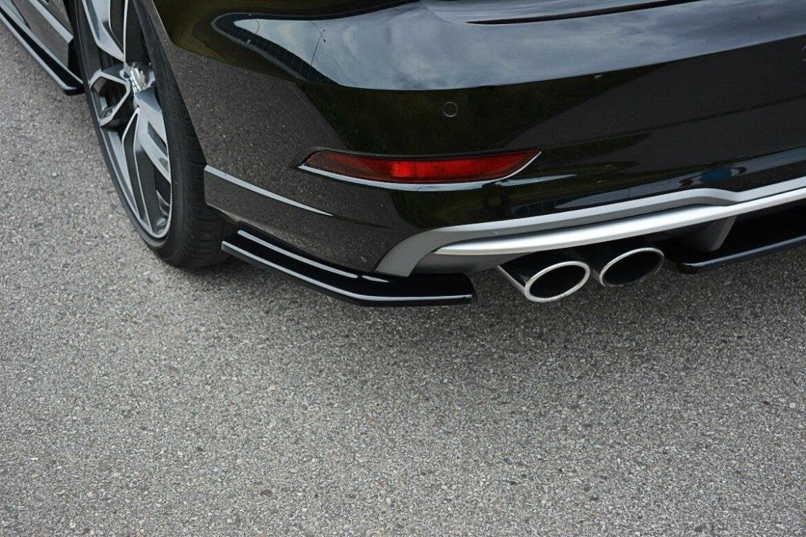 Maxton Heck Ansatz Flaps Diffusor für Audi S3 / A3 S-Line 8V FL Limousine schwarz Hochglanz